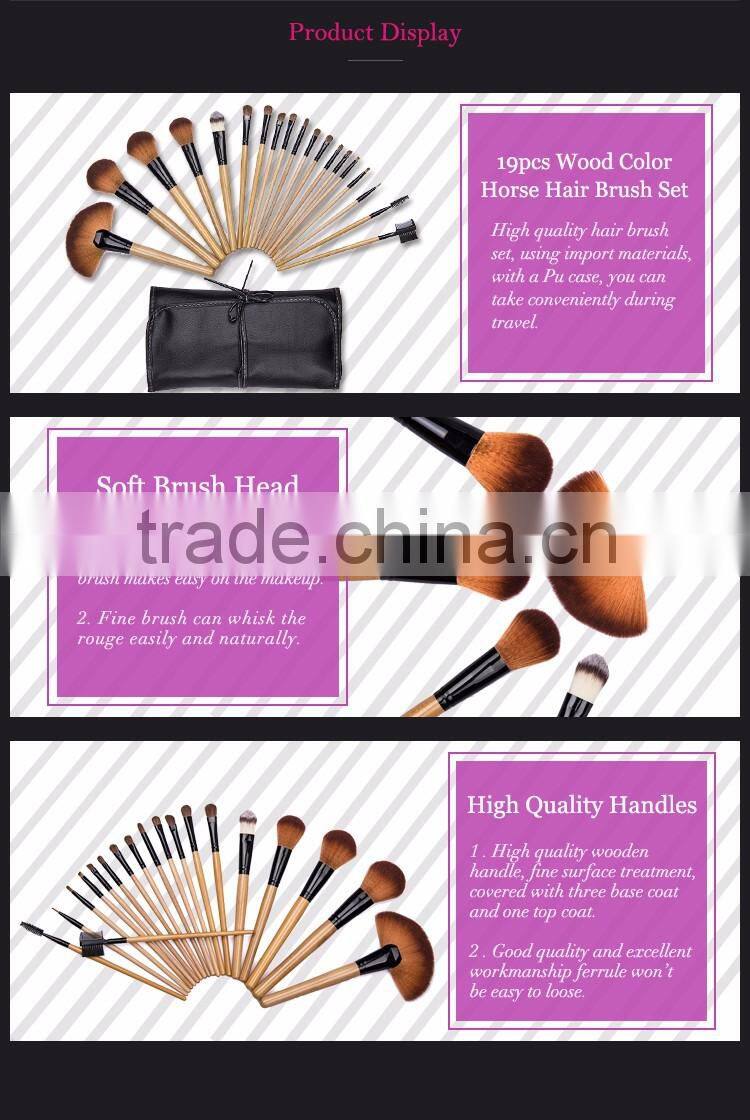 19 pcs house hair natural wood Ferrule foundation makeup brush