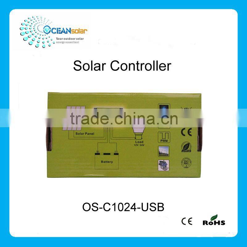 LCD display 12V 24V 10A PWM manual Solar charge Controller with USB