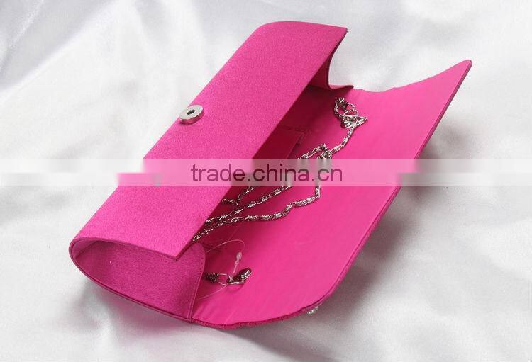 ladies simple style rhinestone handbag ruffled party satin bag