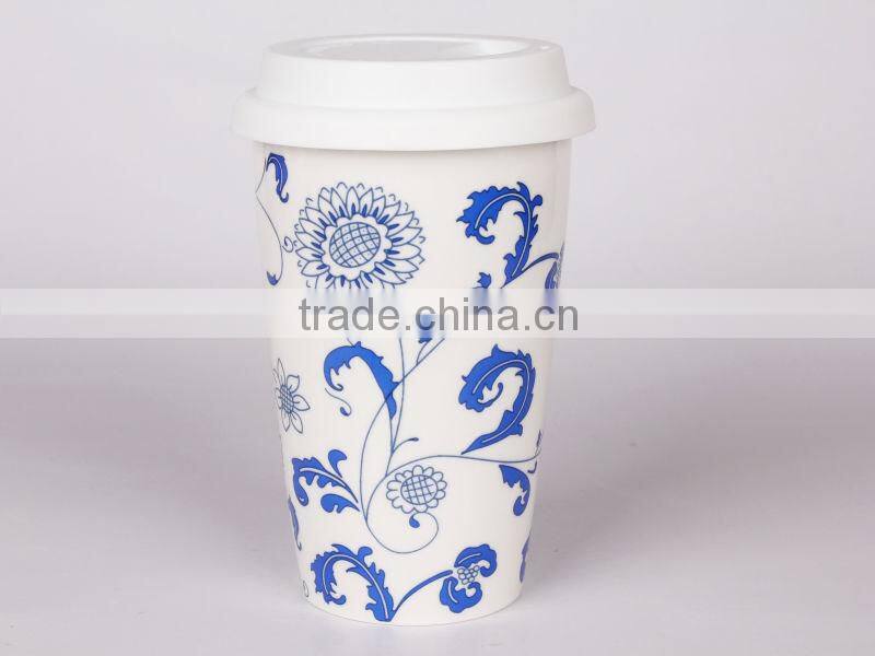 promotional expression coffee cerramic blue and white porcelain Mug