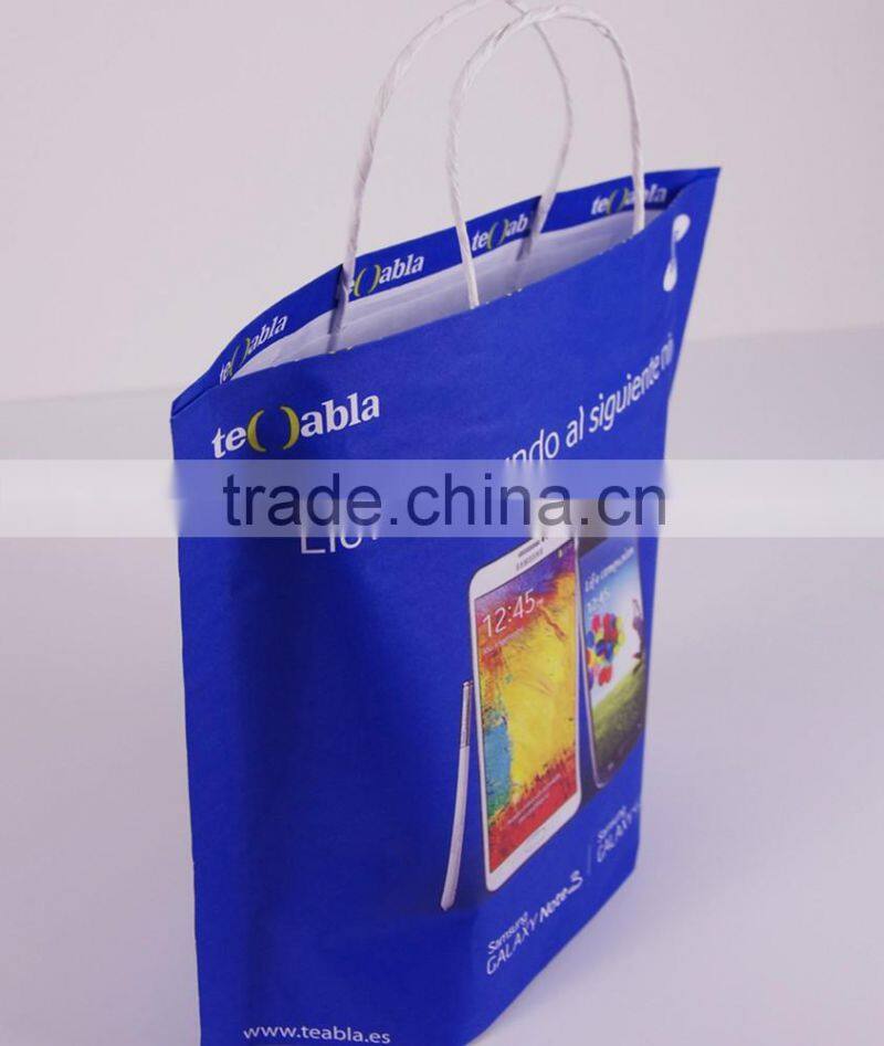 Colorful printed promotional kraft paper bags with twisted patch handle
