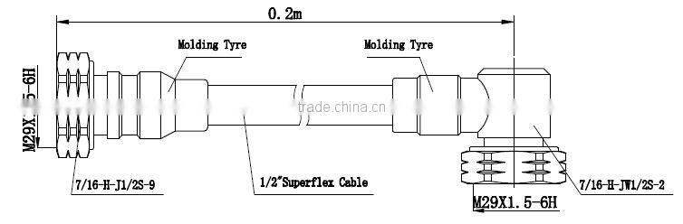 rf cable jumper, 1/2" superflex cable with 7/16 DIN Male RA to DIN Male connector, cable assembly