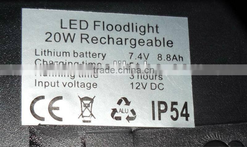 20W Chargeable LED FLood Light;with AC adaptor and car adaptor
