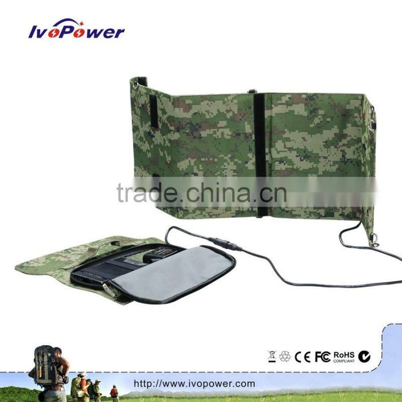 14W Portable Folding Solar Charger With Extension Code For Laptop