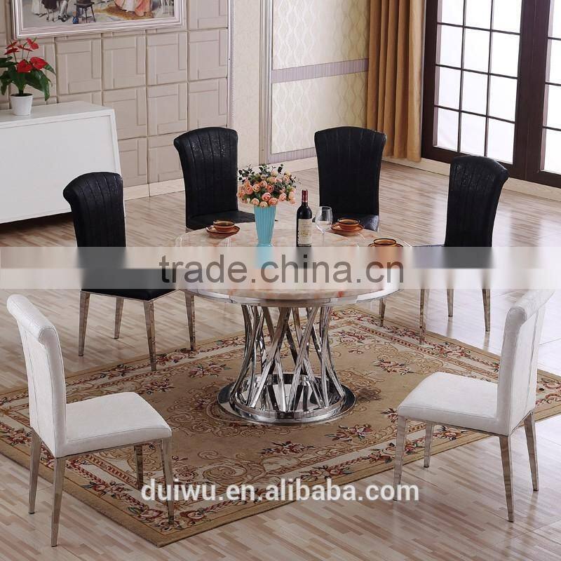 Wholesale modern marble table top steady stainless steel base dining room set