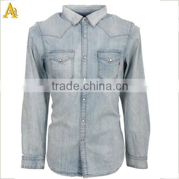 wholesale washed cotton denim shirt men