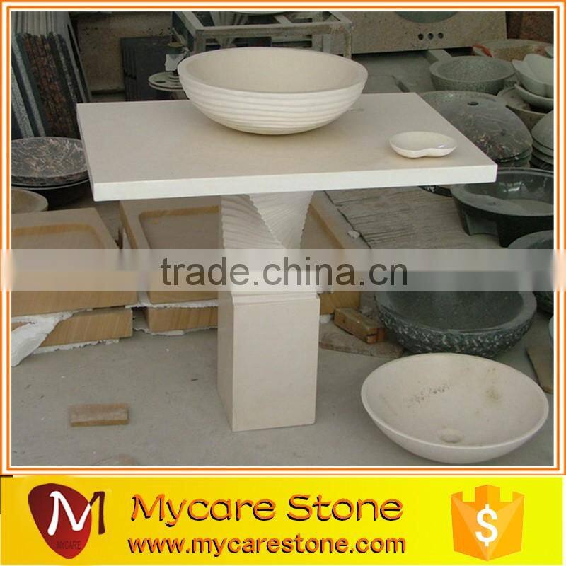 Dark Emperador Marble bathroom Pedestal Sink