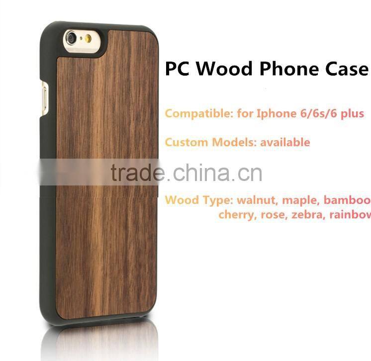 Hot selling PC Walnut Wood Mobile Phone Case 2 in 1 for Apple Iphone 6 plus