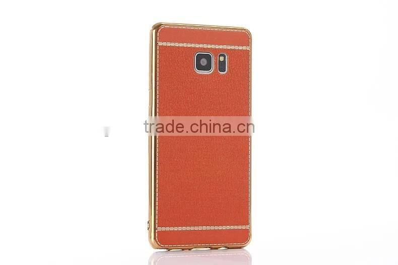Wholesale price for Samsung galaxy note 7 electroplate tpu case with litchi leather skin cover