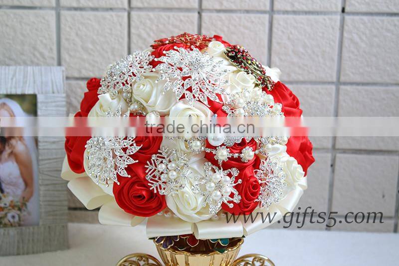 Gorgeous red wedding bouquet crystal bouquet jewelry