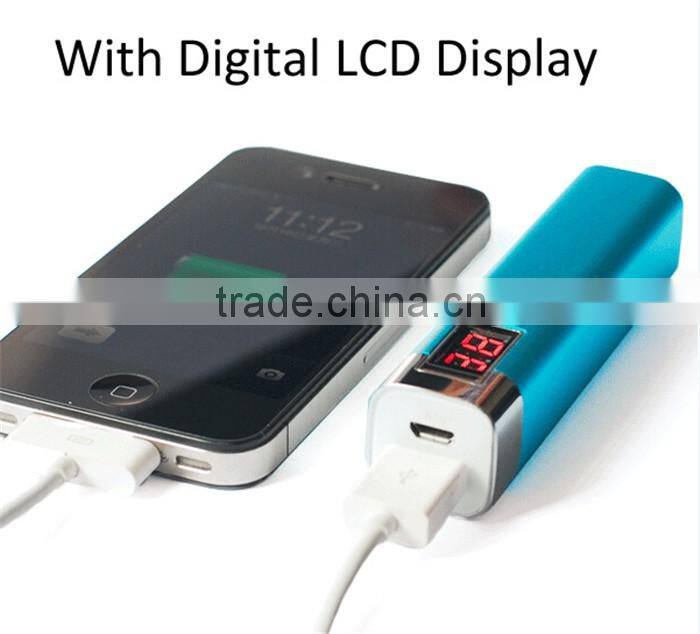 Mini power bank with LCD digital display for cell phones