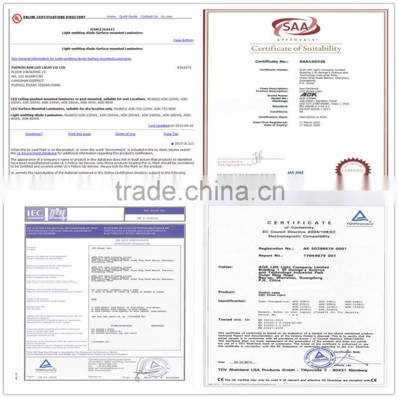 8 Years Warranty UL DLC EMC LVD RoHS SAA IP67 IK10 LED Road Light with Photocell