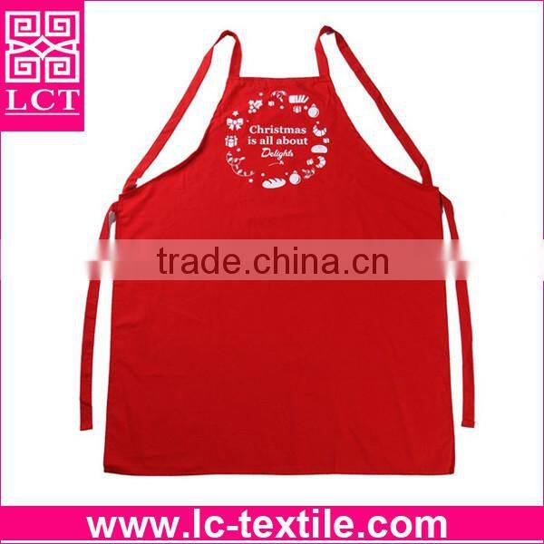 Newest solid red colored 100% cottton kitchen cooking christmas apron