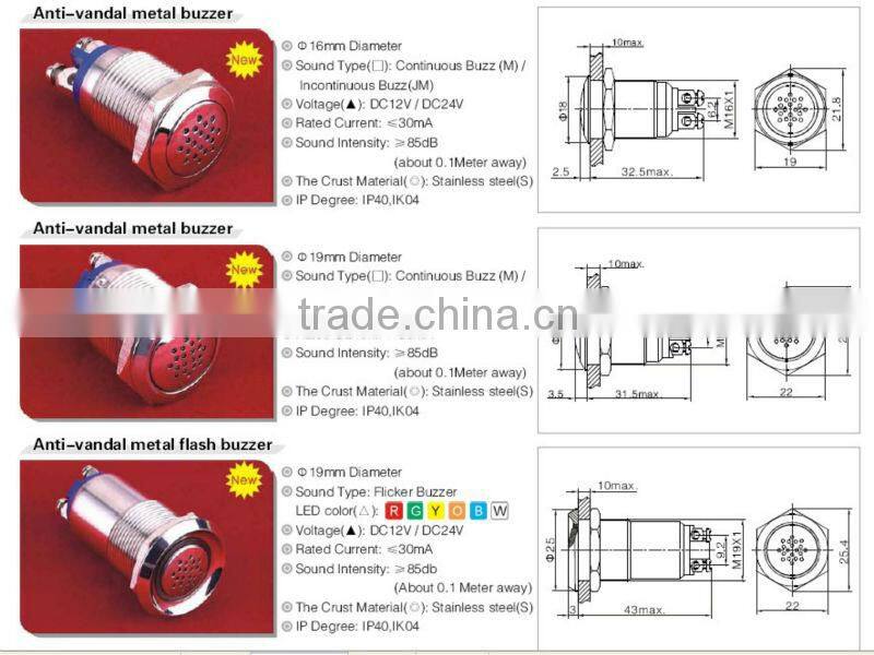 ONPOW Buzzer(GQ19B-SM series,16mm,CE,ROHS,REACH)