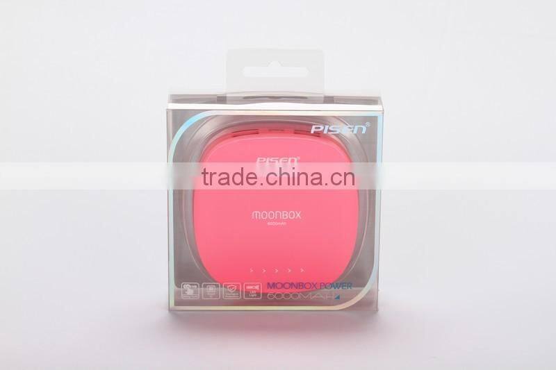Professional mobile power with touch switch pisen moonbox powerbanks 6000mah 6000mah power bank with CE certificate