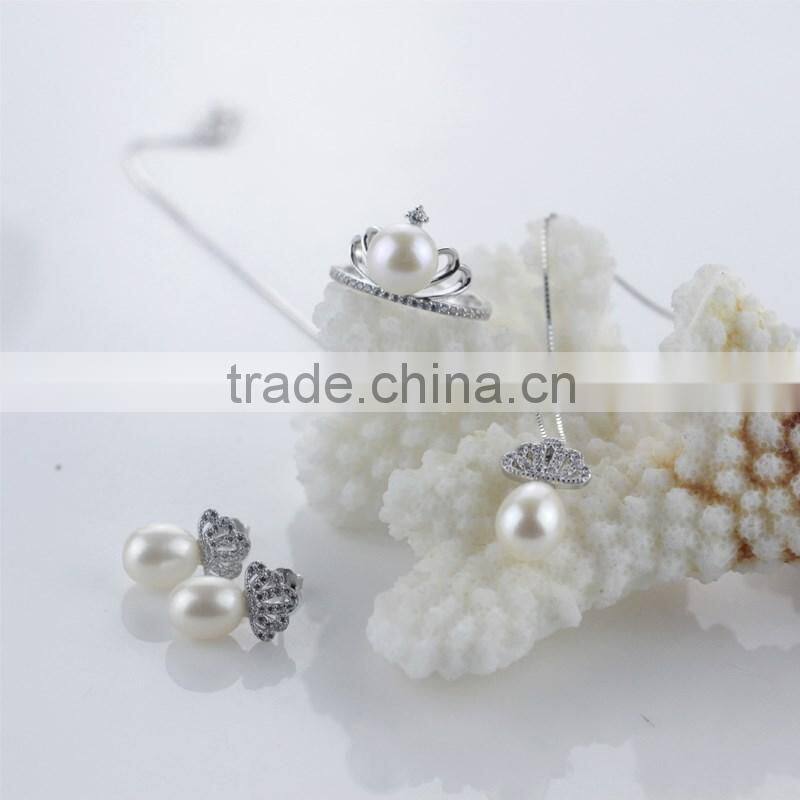 Korean style , grade AAA 8-9mm drop& button pearl necklace pearl set