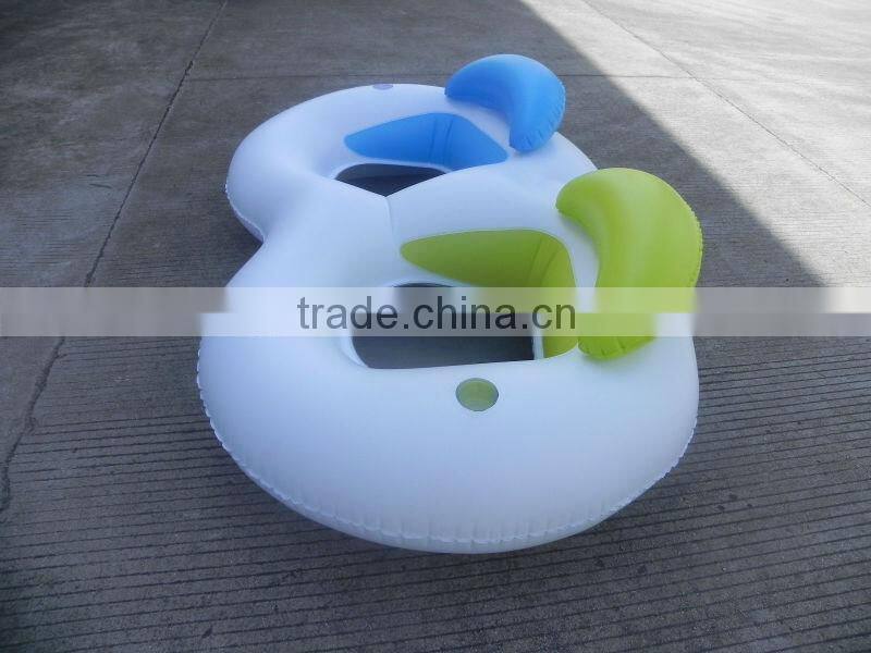 inflatable water twin lounge tube with drinking holder