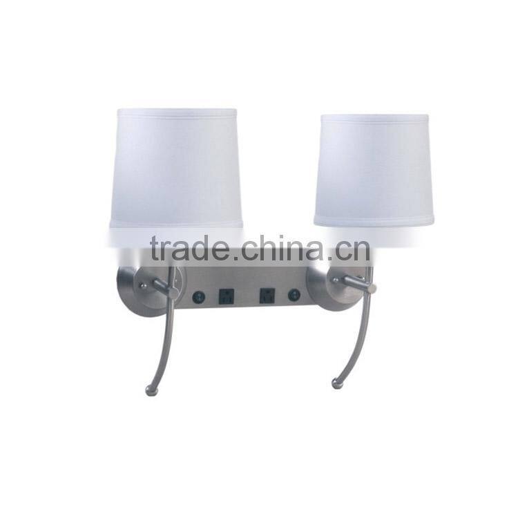 Double Wall Lamp for hotel with Brushed Nickel Finish UL CUL