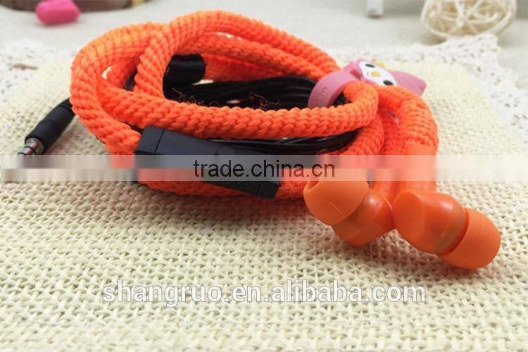 Good quality clear sound oem multi-color wired in-ear shoelace headset