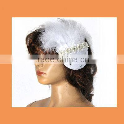 Grace white lace and feather Wedding Headwear