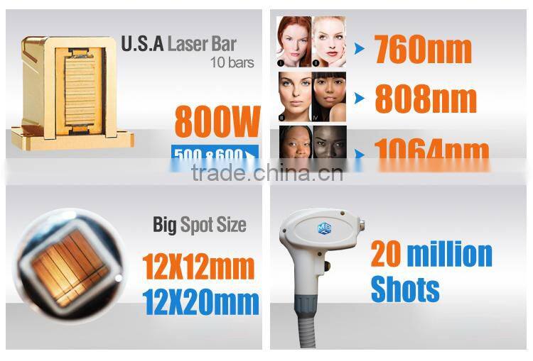 Protable alexandrite laser 755nm with 1064nm and diode laser 808nm for hair removal