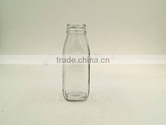 Clear French square glass milk bottle beverage bottle