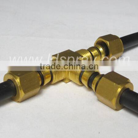 Threaded type brass or stainless steel SS T connectors with ferrule set