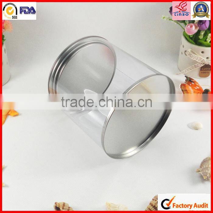 chocolate cookie round handle snacks metal clear pvc box