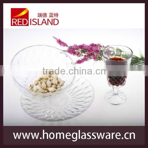 set of 3 pcs diamond glass plate set glass dish glass soup bowl