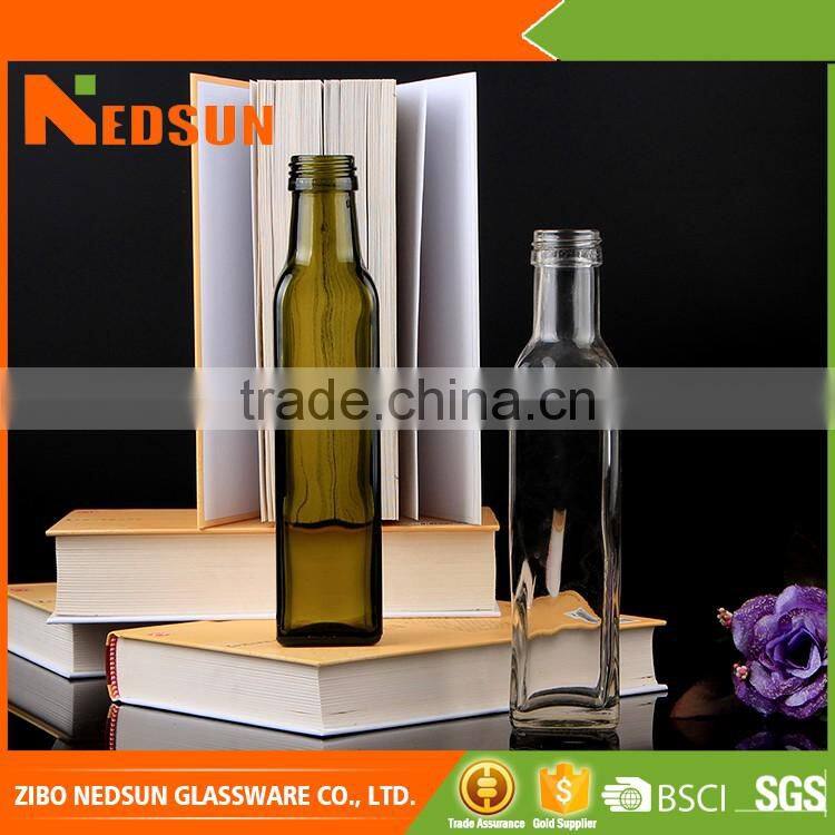 Factory price square olive oil glass bottle 250ml