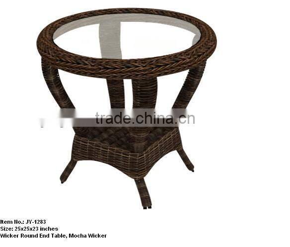 Mocha Round Wicker end table for sales