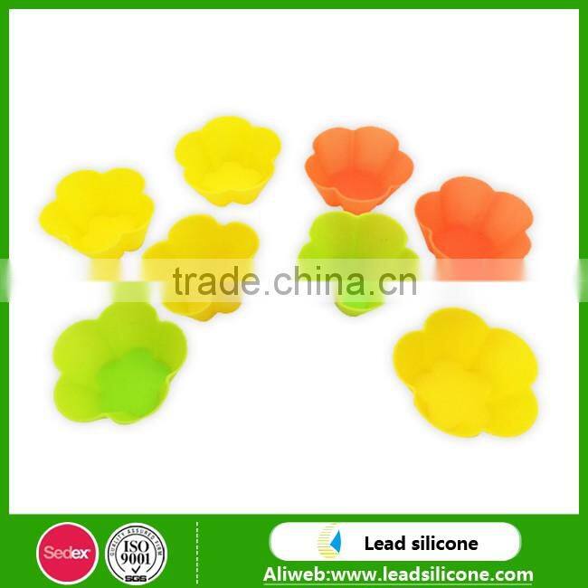 Flower Shape Silicone Cup Cake Moulds, Food Grade Custom Mini Silicone Cake Moulds
