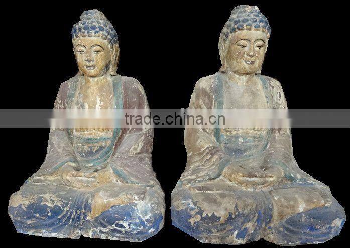 oriental indian style wooden carved buddism statue Sakyamuni statue