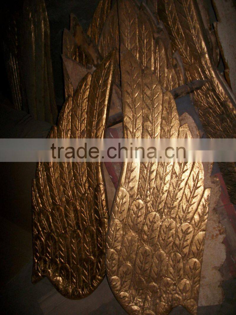 Antique hand carving gold wooden dance angel wings