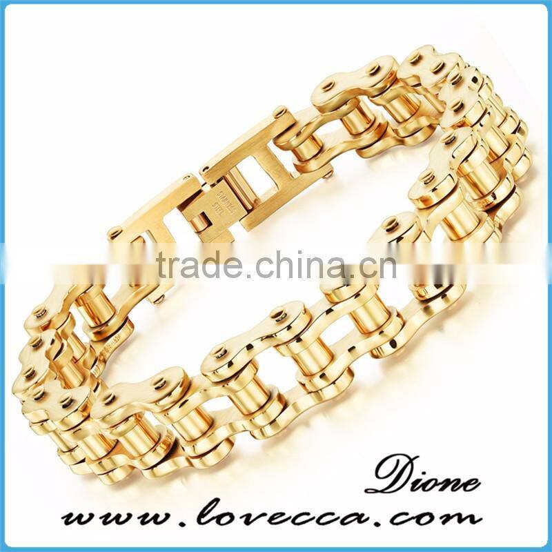 Unisex Stainless Steel Gold Biker motorcycle chain link bracelet
