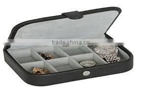 Black Leather Flocking Fabric Jewelry Box Watch Organizer Storage Case with Lock