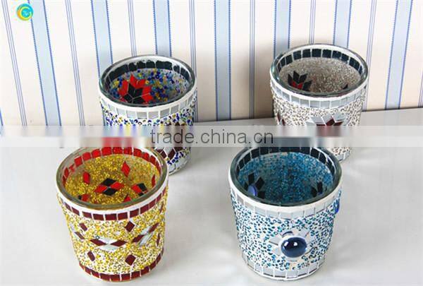Round shape mosaic candle holder for holidays