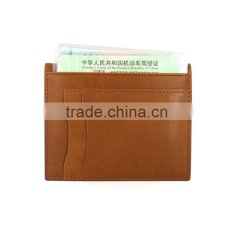 Customize Simple Style Wholesale Business Genuine Leather RFID Blocking Card Holder