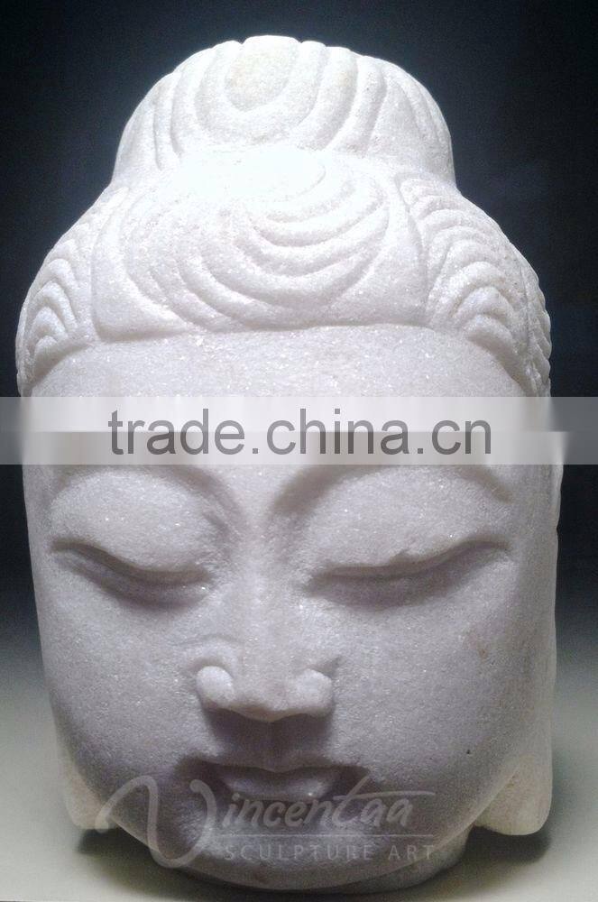 China supply hand carved natural white marble buddha head sculpture for sale