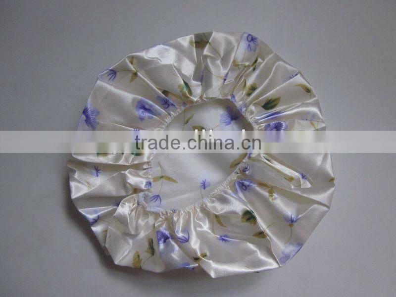 2013 popular Satin shower cap with flower for ladies and children