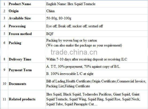 Illex squid tentacle