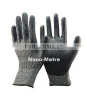 NMsafety Nylon and Hppe and Steel Fiber Palm Sandy Nitrile ANSI 6 Cut Resistant Mechanical Work Gloves