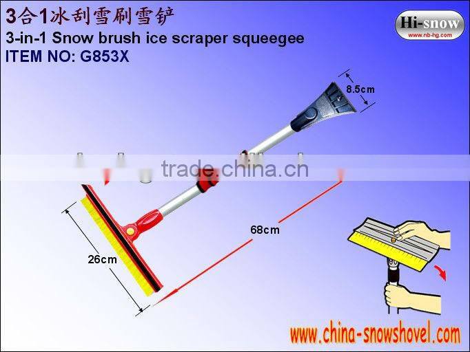 G853-SX 3-in-1 Car telescopic ice scraper with snow brush squeegee