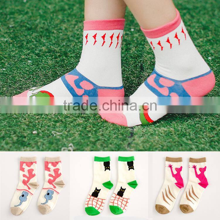 Lovely Cat Pattern Young Girls Socks Various Kinds Of Winter Socks Factory
