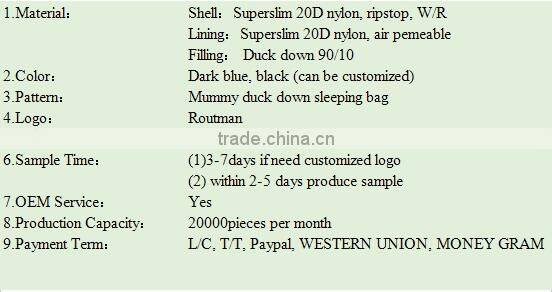 Outdoor Camping Sleeping Bag Duck Feather Sleeping Bag