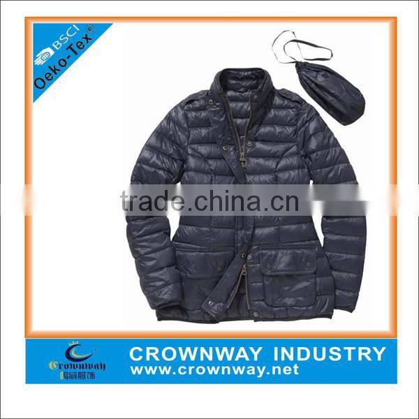 Women's outdoor waterproof nylon cotton lined windbreaker jacket with bag