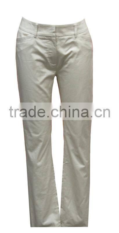 cotton/spandex satin cotton work trousers with low waist and solid color
