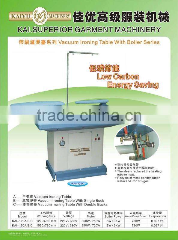 KAI-120C Garment Industrial Vacuum Ironing Table With Boiler And Doubel Bucks