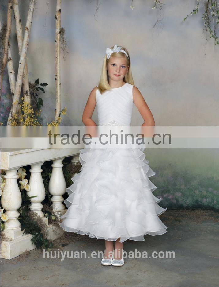 Newest halter full length beaded baby gown 10 year olds girls dress