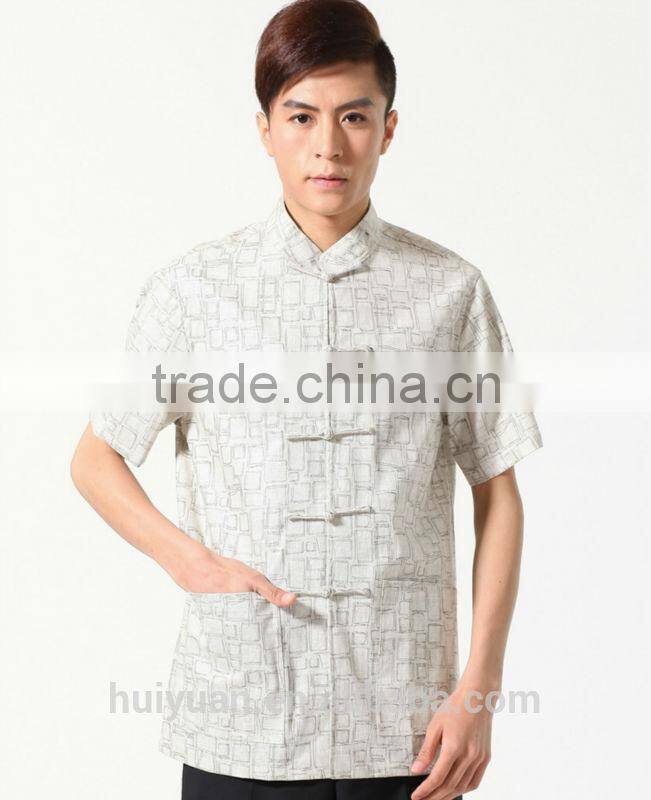chinese man short sleeve restaurant waiter uniform